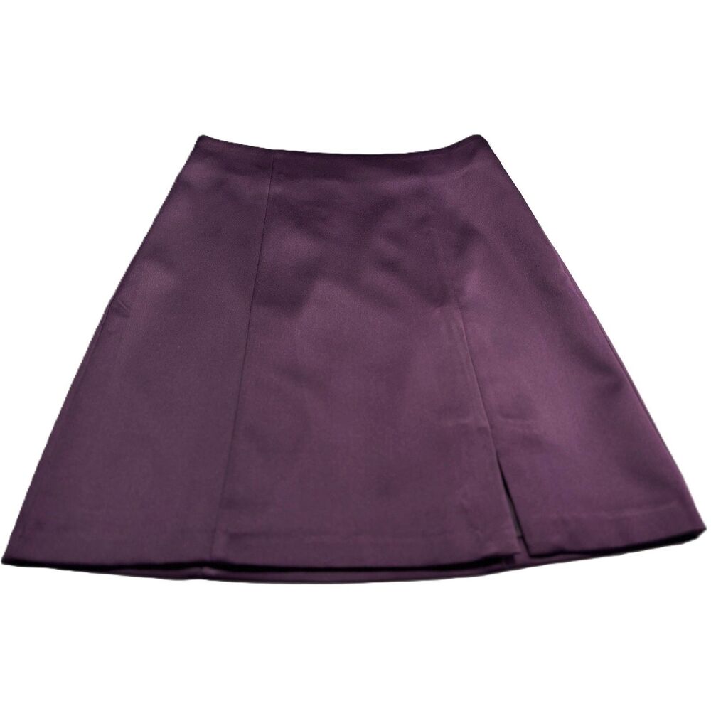 LOFT Petites Plum Purple A Line Mini Skirt Women's 2P Front Side Slit Minimalist - Picture 2 of 9